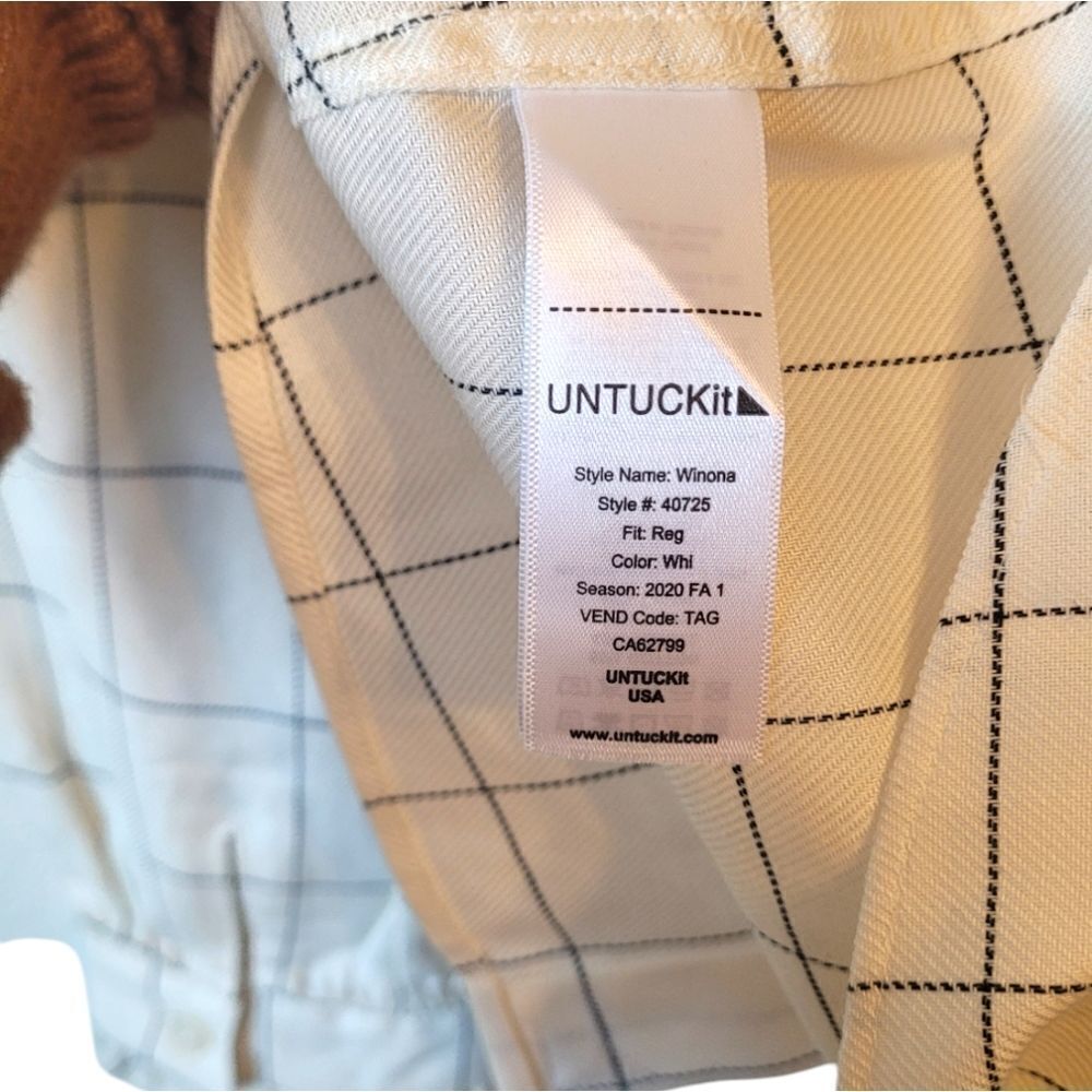 UNTUCKit For Her Ivory Winona Window Pane Button Down Shirt Women - Picture 5 of 7